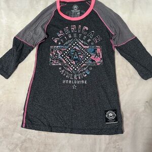American Fighter Kids Charcoal and Pink Long Sleeve Tee